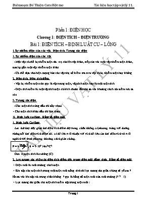Tài liệu học tập môn Vật lý Lớp 11